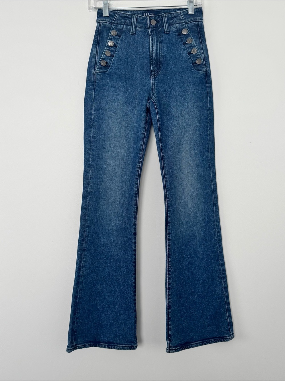 Gap 70s Flare Jeans Tall Womens 00 / 24 Denim Y2K Boho Western Retro Sailor Wide
